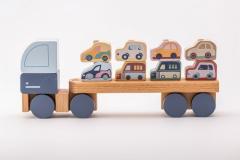 Jucarie din lemn - Cubika - Camion pentru masini - Pastel