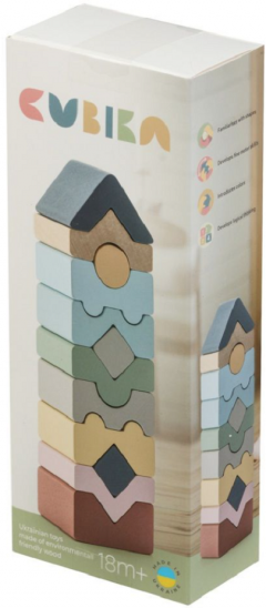Set de constructie - Cubica - Turn - Pastel, 12 piese