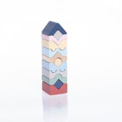 Set de constructie - Cubica - Turn - Pastel, 12 piese
