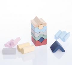 Set de constructie - Cubica - Turn - Pastel, 12 piese