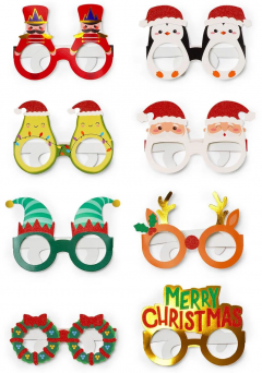 Set 8 ochelari de petrecere - 8 Christmas Paper Eyeglasses