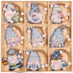 Set 18 decoratiuni Craciun - Turta dulce / Gnomi, din lemn (mai multe modele)