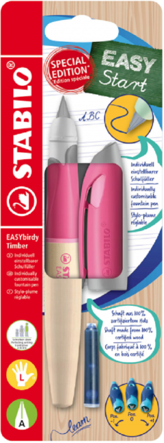 Stilou pentru stangaci - Stabilo - EASYbirdy Timber, A, roz