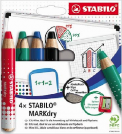 Set 4 creioane + ascutitoare - Stabilo - Markdry