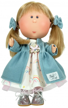 Papusa artizanala - Mia cu par blond si funde albastre (miros de vanilie)