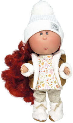 Papusa artizanala - Mia cu par rosu si fes alb (miros de vanilie)