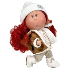 Papusa artizanala - Mia cu par rosu si fes alb (miros de vanilie)