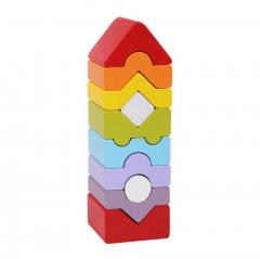 Set de constructie din lemn - Turn - 12 piese