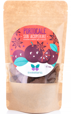 Felii de portocale invelite in ciocolata cu lapte cu indulcitor natural - Sweeteria, 200g