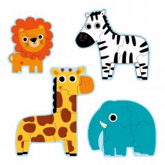 Set 4 puzzle-uri progresive - Animale in jungla