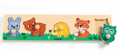 Puzzle din lemn, cu buton - Animale din padure