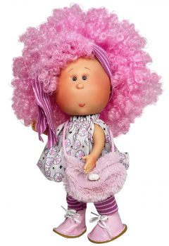Papusa - Little Mia, cu parul roz cret