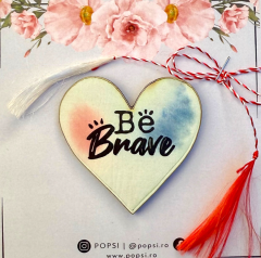Brosa martisor din lemn – Inima Be Brave