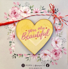 Brosa martisor din lemn – Inima  You are Beautiful