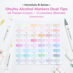 Set 48 markere Brush & Fine - Ohuhu Honolulu B - Sweetness