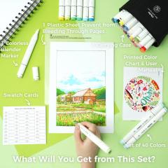 Set 40 markere Fine & Chisel - Ohuhu Oahu - Multicolor