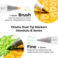 Set 48 markere Brush & Fine - Ohuhu Honolulu B - Mid-tone