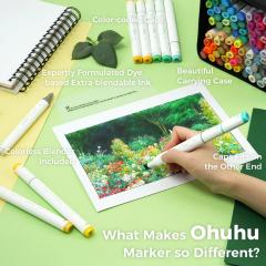 Set 100 markere Fine & Chisel - Ohuhu Honolulu - Multicolor