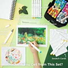 Set 100 markere Fine & Chisel - Ohuhu Honolulu - Multicolor