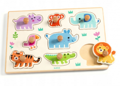 Puzzle din lemn - Animale salbatice, 8 piese