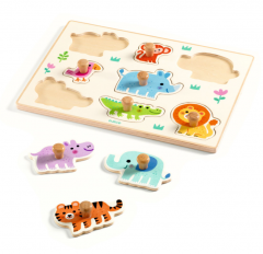 Puzzle din lemn - Animale salbatice, 8 piese