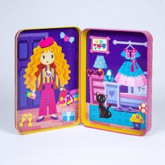 Puzzle magnetic in cutie metalica - Tinutele mele colorate, 45+ piese