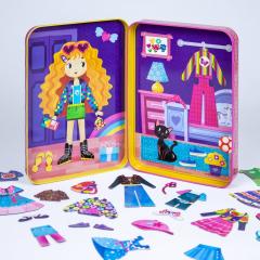 Puzzle magnetic in cutie metalica - Tinutele mele colorate, 45+ piese