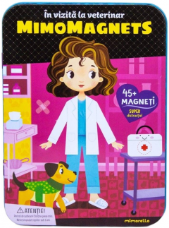 Puzzle magnetic in cutie metalica - In vizita la veterinar, 45+ piese