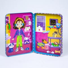 Puzzle magnetic in cutie metalica - In vizita la veterinar, 45+ piese