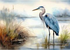 Puzzle 1000 piese - Blue Heron in The Wild