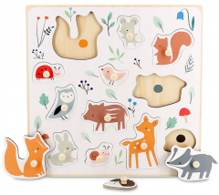 Puzzle din lemn - Forest animals peg puzzle - Sarah Betz