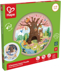 Puzzle din lemn 4 in 1  - 4 Anotimpuri, 10, 12, 16 si 18 piese