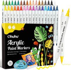 Set 36 markere - Varf dublu - Pensula si fine