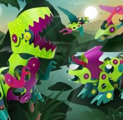 Joc magnetic de construit - Aventuri cu dinozauri