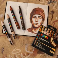 Set 8  markere - UNI Posca PC-5M - Portrait Colours