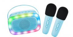 Set karaoke cu 2 microfoane - Lumina albastra