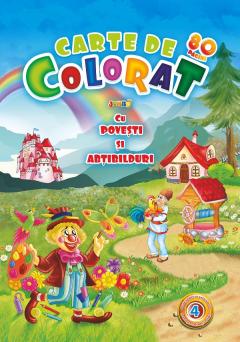 Carte de colorat Jumbo cu povesti si abtibilduri