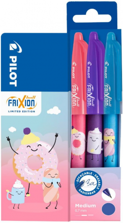 Set 3 rollere cerneala cu stergere - Frixion Fancy - 0.7 mm, Multicolor