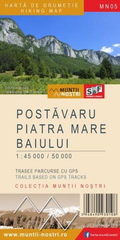 Harta de drumetie- Muntii Postavaru, Piatra Mare, Baiului
