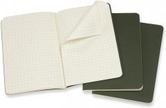 Set 3 caiete - Moleskine Cahier - Pocket , Squared - Myrtle Green