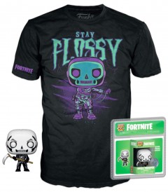 Tricou si figurina - Fortnite - Skull Trooper - Marimea L