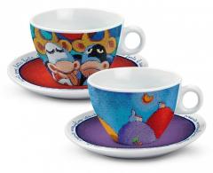 Set 2 cesti cu farfurie - Cappucino Cuore