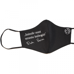 Masca textila din bumbac cu versuri - Radu Vancu - Inimile sunt uraniu imbogatit