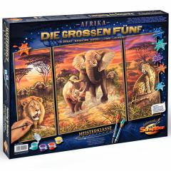 Kit pictura cu numere - Triptic - Africa Big Five Heroes, 50x80 cm
