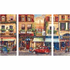 Kit pictura cu numere - Triptic - Paris Nostalgie, 50x80 cm