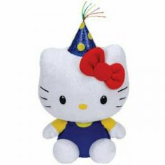 Jucarie de plus - Beanie Babies - Hello Kitty Birthday, 15 cm
